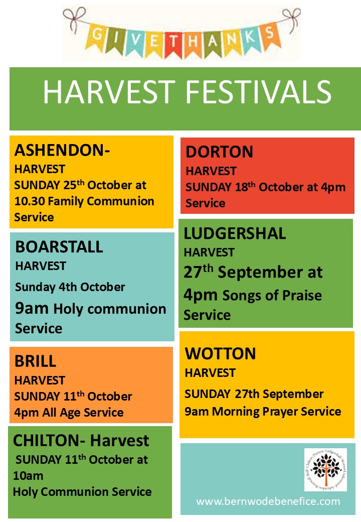 list of harvest services around the benefice