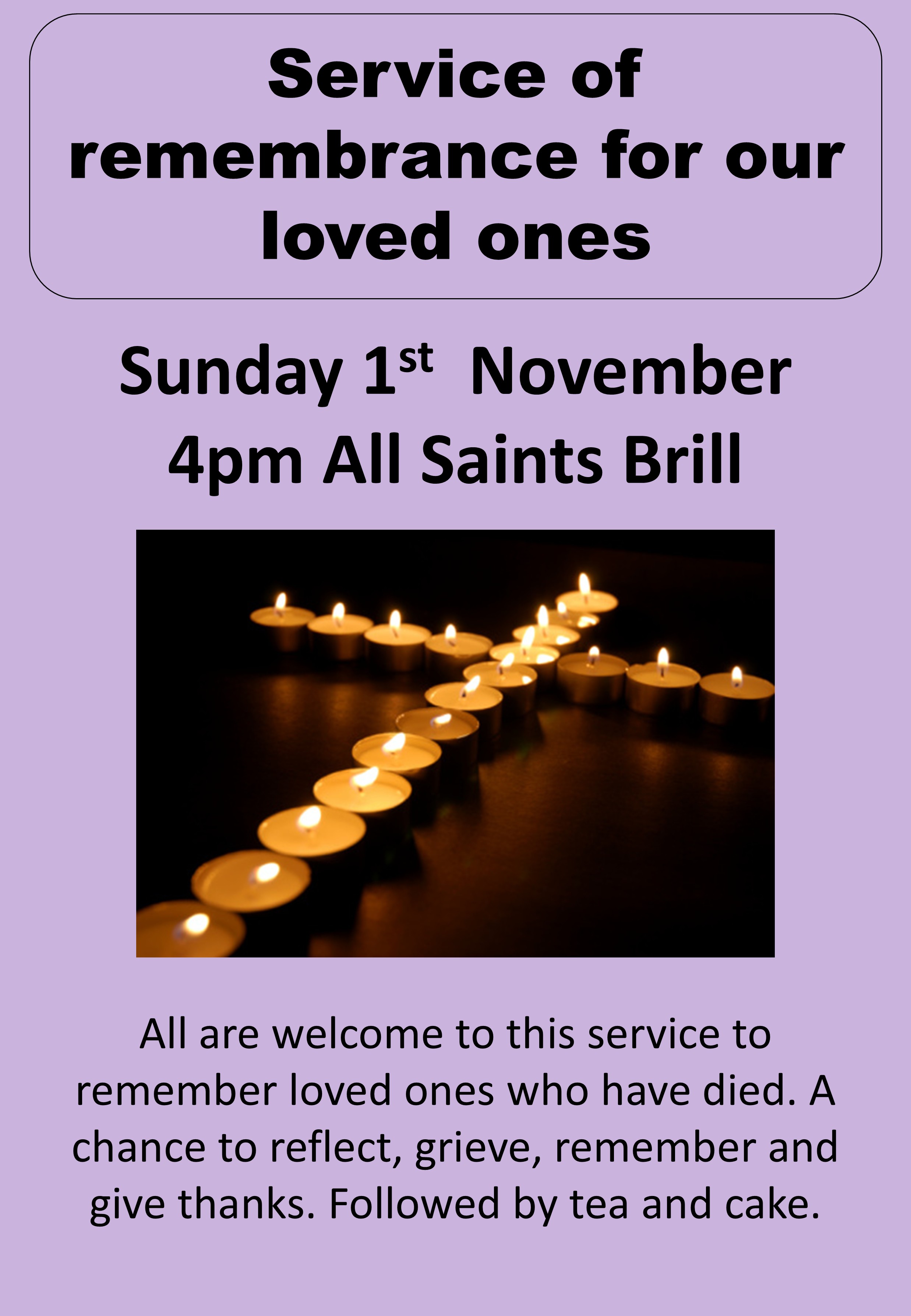 Service of remembrance for our loved ones - 1 November - Brill at 4pm