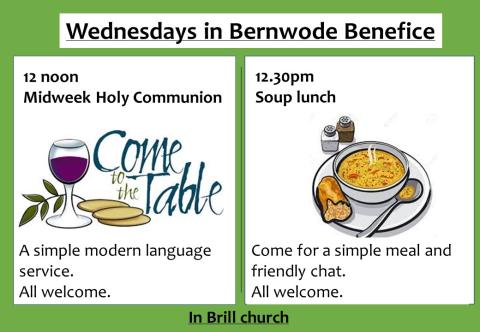 Midweek communion then lunch - Wednesdays - noon - Brill